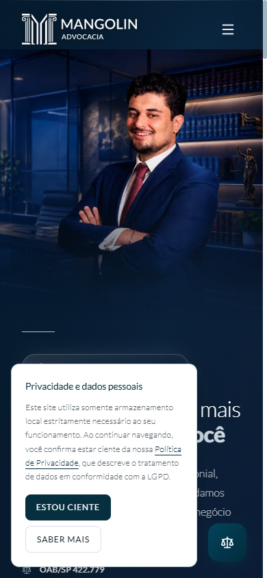 Site de Lucas Mangolin, versão mobile