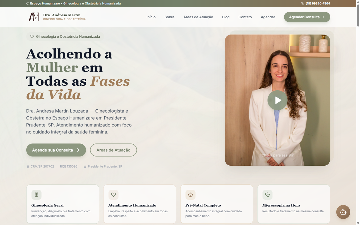 Site da Dra. Andresa Martin Louzada, versão desktop