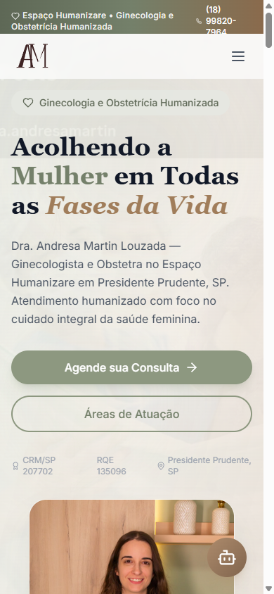 Site da Dra. Andresa, versão mobile