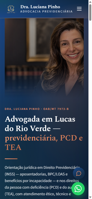 Site da Dra. Luciana Pinho, versão mobile